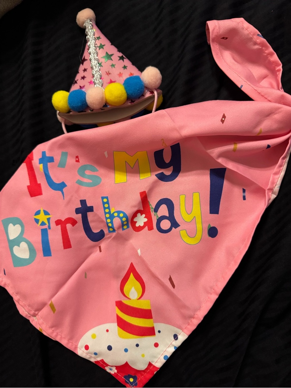 Pink "It's My Birthday!" Dog Bandana - Fun Birthday Pet Accessory
